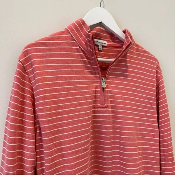 Peter Millar Red White Striped Stripe Quarter Zip QZip Quarterzip Jacket Sweater - Picture 2 of 7